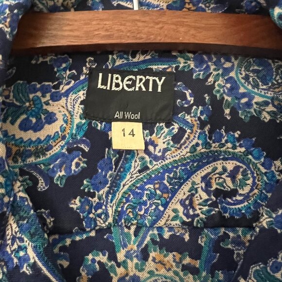 Liberty of London Womens Blue Paisley All Wool Long Sleeve Button Shirt Plus 14 - Picture 3 of 4